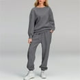 thumbnail image 6 of Sweatsuit Set for Women Casual Round Neck Long Sleeve Sweatsuits Women 2 Piece Outfits Two Piece Crewneck Sweatshirts Set Oversize Lounge Fall Sweatpants Suit Solid Color Pullover Set, 6 of 9