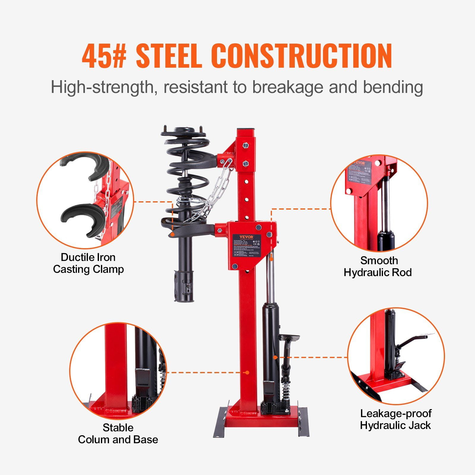 4.5 Ton Hydraulic Strut Spring Compressor, 9920 LBS Capacity, 1 Ton Compression Force, Auto Strut Coil Spring Remover Tool for Car Repair & Maintenance