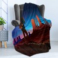 thumbnail image 4 of Southwestern Soft Flannel Fleece Blanket, Monument Alley with Early Daylight Tourist on a Hill Camping Traveling Cartoon, Cozy Plush for Indoor and Outdoor Use, 50" x 70", Multicolor, by Ambesonne, 4 of 5