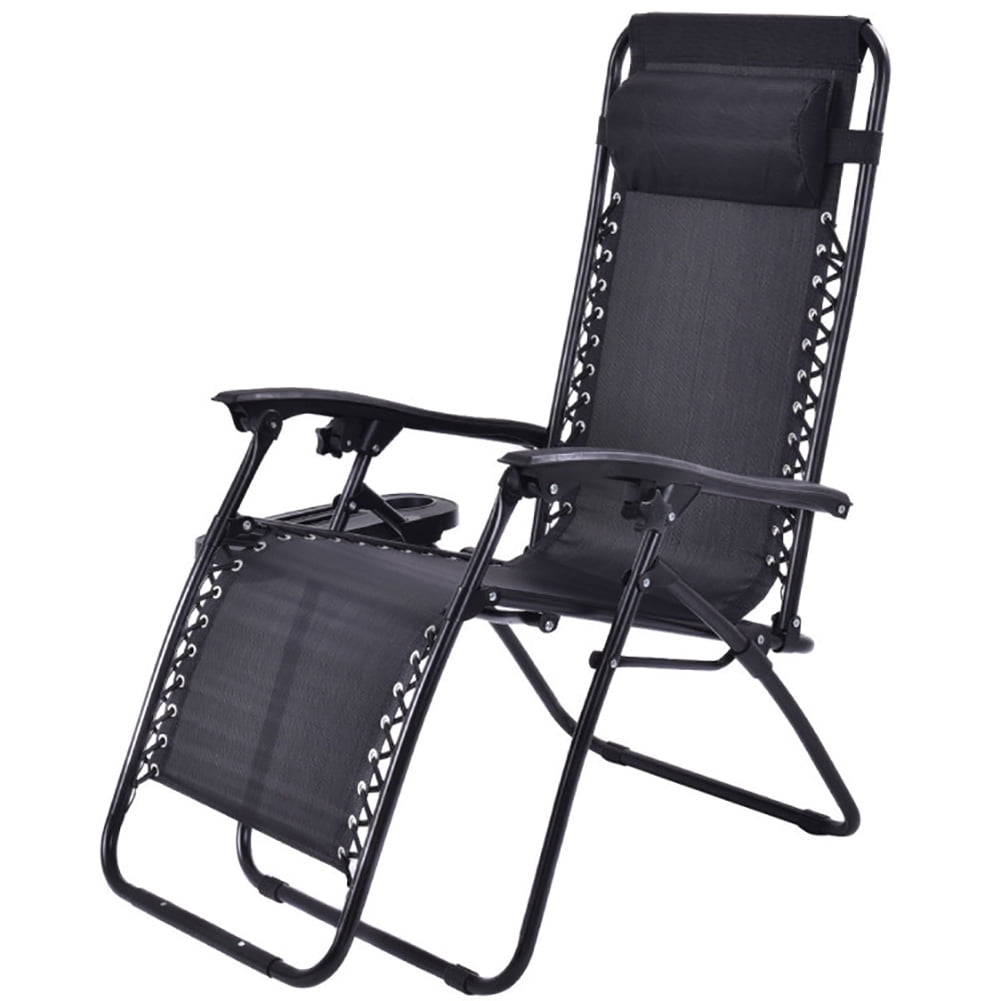 Aimee Lii Outdoor Folding Zero Gravity Reclining Lounge Chair with Utility Tray, Outdoor Patio Furniture, Black Aimee Lii Outdoor Folding Zero Gravity Reclining Lounge Chair with Utility Tray, Outdoor Patio Furniture, Black