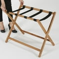 thumbnail image 3 of M&T Displays Beech Wood Folding Luggage Rack with Woolen Strips for hotel, gym, spa, 200 lbs Carriage Capacity (Dark Wood, 18x30), 3 of 7