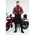 thumbnail image 5 of Men's PU leather jacket plus velvet label contrast color coat motorcycle racing suit, 5 of 8