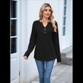 thumbnail image 4 of Camisas de Larga para Mujer, Suéteres Elegantes Informales con Botones y Cuello en V, Tops Tipo Jersey, Conjuntos de Otoño. Negro XXL, 4 of 10