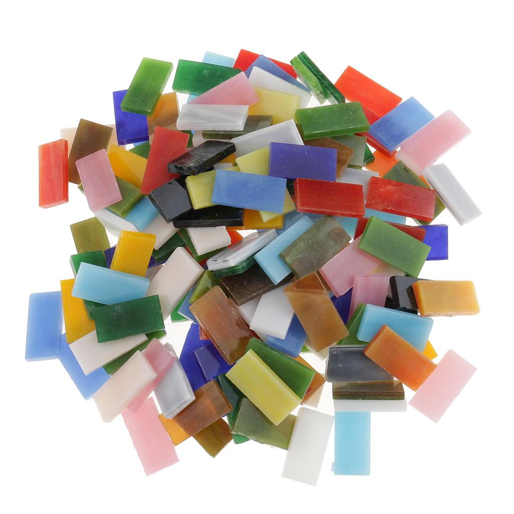 FVDPWYE 360g Assorted Multicolor Square Glass Mosaic Tiles Vitreous for Art Crafts