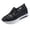Black, variant on Willtoo Women's Lace Mesh Slip On Platform Sneakers, Arch Support Wedge Lightweight Walking Shoes, Chunky Sole Breathable Non-Slip Shoes Mesh Casual Loafers