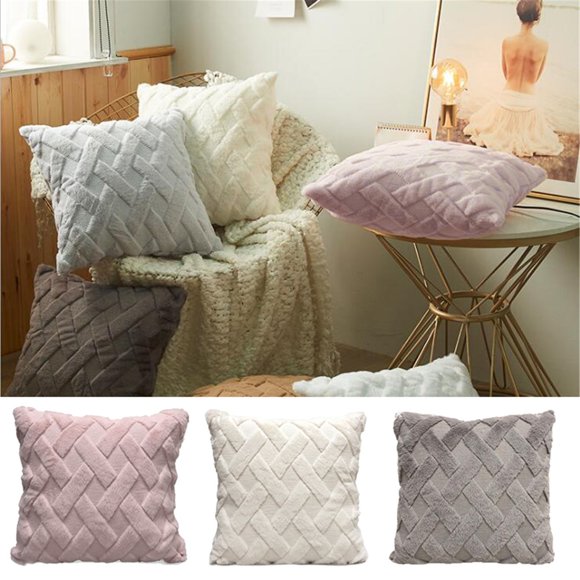 sdhkgrrt under $5 2Pcs Three-Dimensional Cushion, 3D Plush Pillow Cushion,Grid Pattern Throw Pillow Cover,Soft Fluffy Bedroom Decor,Decorative Accent Pillow for Sofa,Living Room Bedding Accessories
