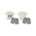 thumbnail image 2 of Toddler Baby Boy Summer Outfits 6 12 18 24 Months 2T 3T 4T Duck Print Round Neck Short Sleeve Tops with Solid Shorts Clothes Set, 2 of 9