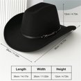 thumbnail image 5 of RUINIXCW Western Cowboy Hat for Men Women Cowgirl Hat Classic Felt Roll Up Fedora Hat with Buckle Belt Wide Brim Jazz Hat Themed Party Cap Wedding Party Costume, 5 of 8