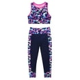 thumbnail image 4 of MSemis Kids Girls Athletic Sport Crop Top with Leggings Digital Printed Love Dance 2 Pieces Mesh Outfit, 4 of 7