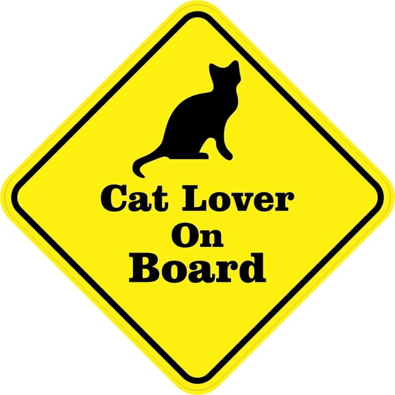 5in x 5in Silhouette Cat Lover On Board Sticker
