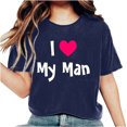 thumbnail image 2 of Womens Tops Dgankt Women's Valentine's Day Short Sleeve Monogram Printed Solid Color Top Short Sleeve Crew Neck Shirt, 2 of 6