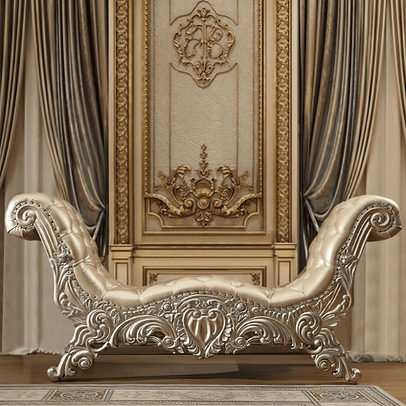 ACME Vatican Bench, Pu Leather, Light Gold & Champagne Silver Finish