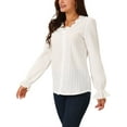 thumbnail image 4 of INSPIRE CHIC Women's Lace V Neck Lantern Sleeve Dressy Casual Tops Fall Winter Fashion T Shirt, 4 of 4