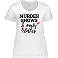 thumbnail image 3 of Inktastic Murder Shows and Comfy Clothes with Blood Splatter Women's Plus Size T-Shirt, 3 of 5