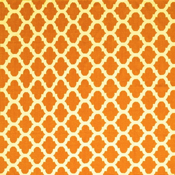 Ahgly Company Indoor Square Trellis Yellow Modern Area Rugs, 4' Square