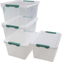 4-pack 35 Quarts Large Latching Storage Boxes, Clear Plastic Organizer Tote Bins with Lids