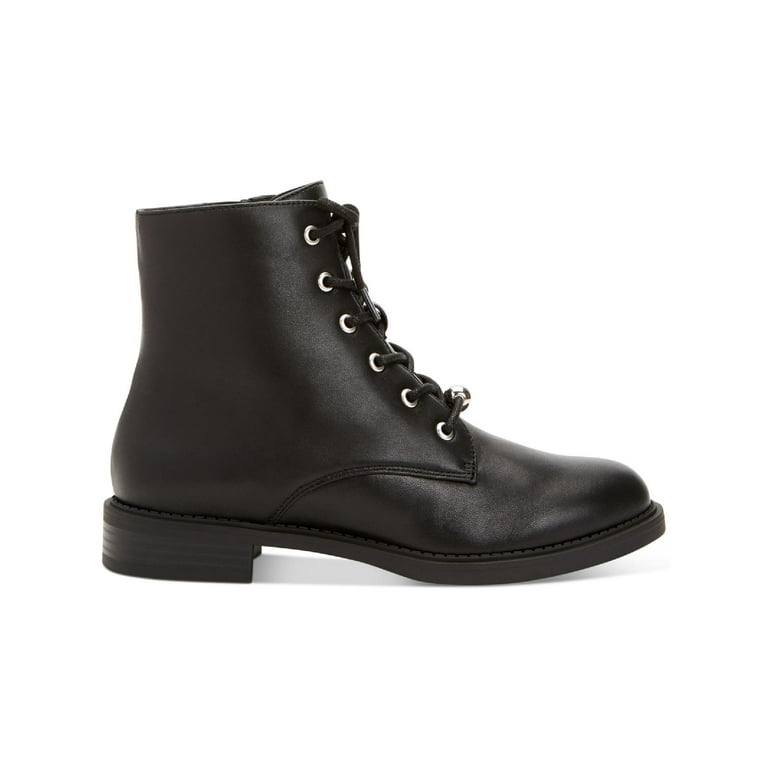 Alfani Womens Bomontt Zip up Lugged Sole Combat Lace up Boots Walmart