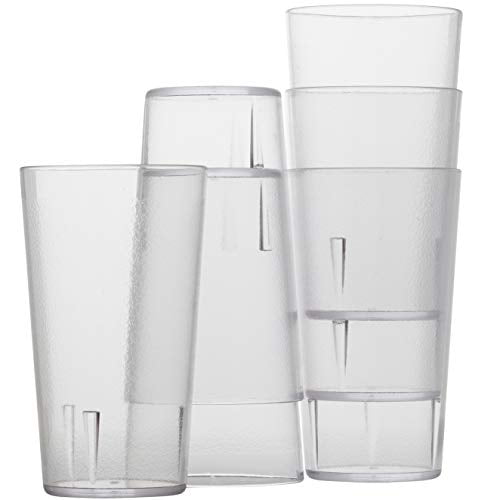 Stackable Shatterproof Clear Drinking Glasses BPA Free Clear Top-spring 12 Oz Reusable Plastic Water Tumblers Set of 6 