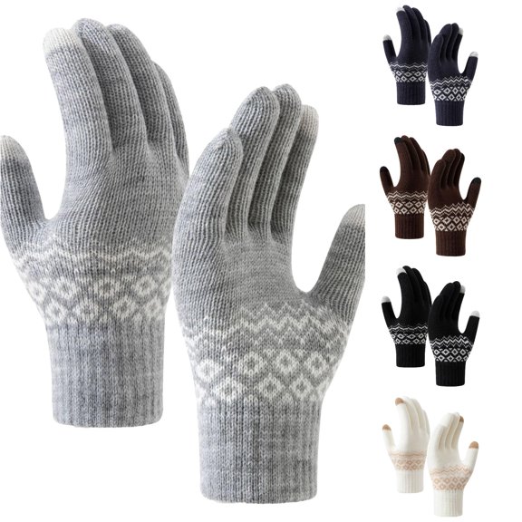 Ticikt Unisex Touchscreen Knit Gloves, Thickened Cold‑Resistant Warm Winter Knitted Gloves for Men Women Daily Outdoor Wear