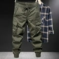 thumbnail image 6 of Skymirror Men Cargo Pants Drawstring Elastic Waist Loose Multi Pockets Solid Color Soft Breathable Ankle-banded Daily Sports Streetwear Hip Hop Long Trousers, 6 of 8