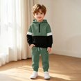 thumbnail image 4 of CONZONE Infant Boys Outfits 2 Piece Patchwork Long Sleeve Zip Up Hoodies Jogger Pants Set Soft Fall Winter Clothes for Kids, 4 of 4