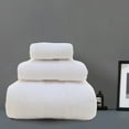 thumbnail image 3 of Long Staple Bath Towel Set Super Absorbent Soft Quick Drying 3 Piece Square Design for Spa and Home, 3 of 5