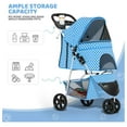 thumbnail image 5 of WDZS 3-Wheel Pet Stroller, Foldable Travel Jogger for Small & Medium Dogs & Cats (Up to 33lbs), Lightweight Carrier with Breathable Mesh Cover, Cup Holder & Storage Basket, Sky Blue Polka Dots, 5 of 8