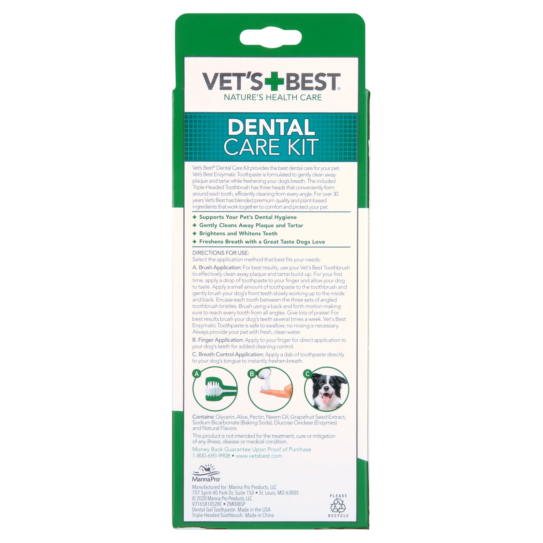 Vet's Best Enzymatic Dog Toothpaste and Brush Kit for Tartar