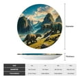 thumbnail image 2 of Wukai Valley River Dinosaur Print Decorative Plate for Display,Bone China Decorative Plate, Ceramic Dinner Plate with Stand, Vertical Ceramic Plate-8in, 2 of 6