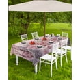 thumbnail image 4 of Fsddascl Pink Christmas Outdoor Tablecloth - 60x84 Inch Rectangle Dining Table Cover, Pink Town Snowflake Xmas Tree Waterproof Outdoor Table Cloth with Umbrella Hole & Zipper for Picnic/Patio/Party, 4 of 7