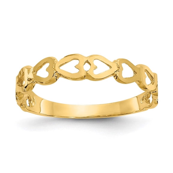 Finest Gold 14K Yellow Gold Heart Ring - Size 6