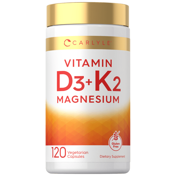 Vitamin D3 K2 | 5000 IU D3 & 100 mcg Vitamin K2 (MK7) | 120 Capsules | With Magnesium and Zinc | by Carlyle