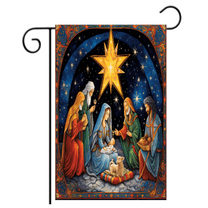 Nativity Garden Flag 12x18 Single Sided for Outdoor Christmas Decoration