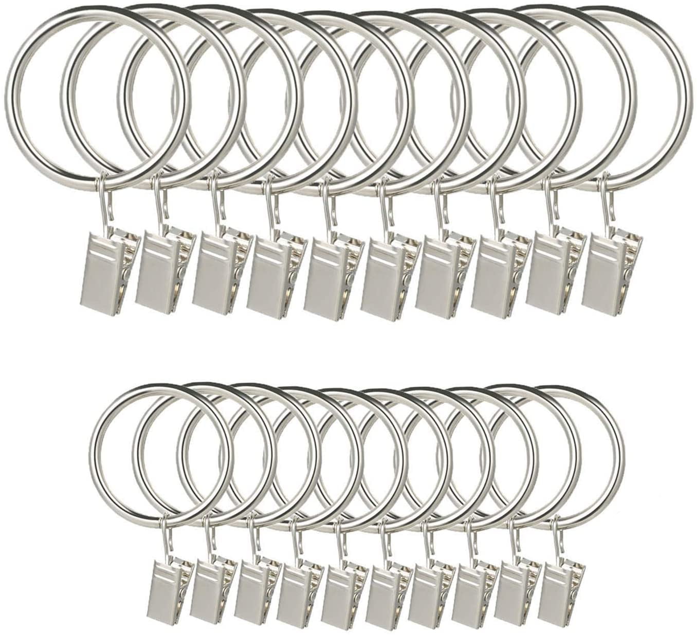 30x Metal Curtain Rings Hook with Clips Eyelets Drapery Voile Net Hanging Wire 
