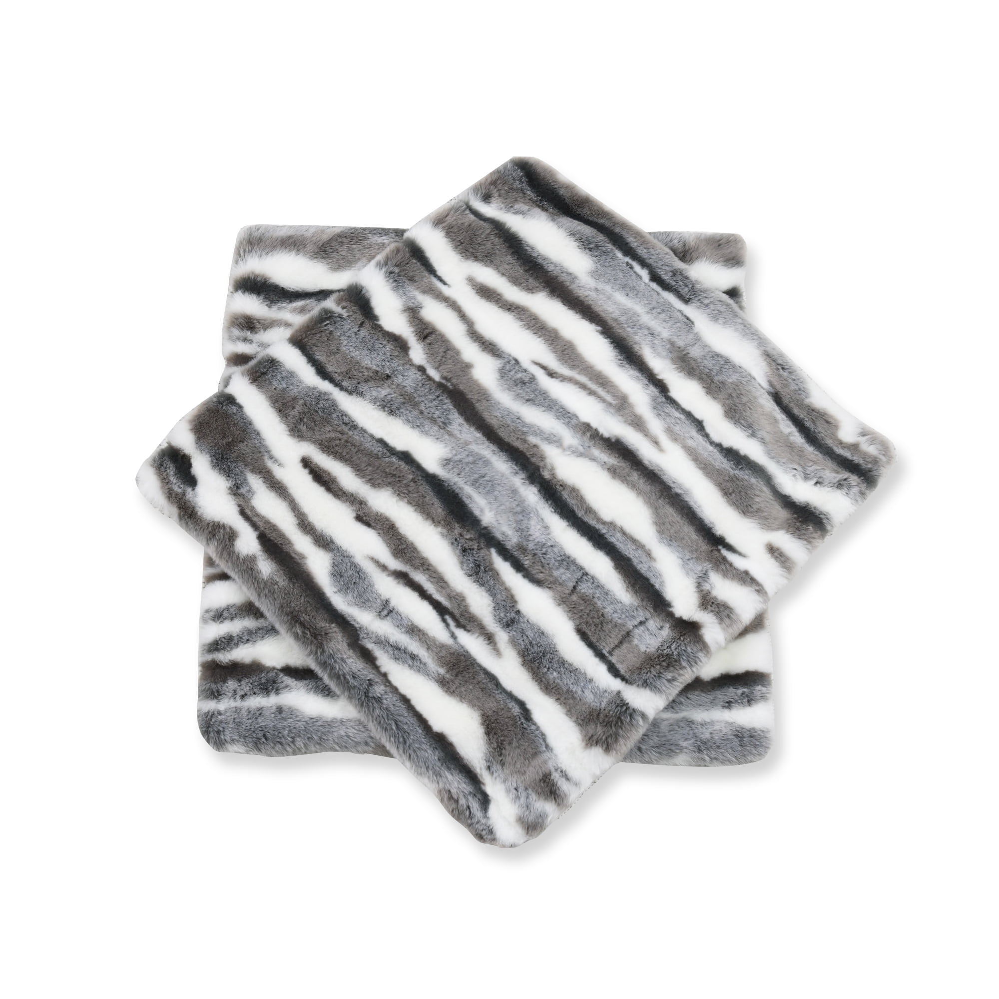 Home Soft Things Multi Jacquard Faux Fur Throw Pillow Cover 2pcs Set - Grey