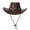 Coffee, variant on Coffee Faux Faux Leather Cowboy Hat Distressed Western for Men Women with Skull Concho Band and Chin Strap,Size M