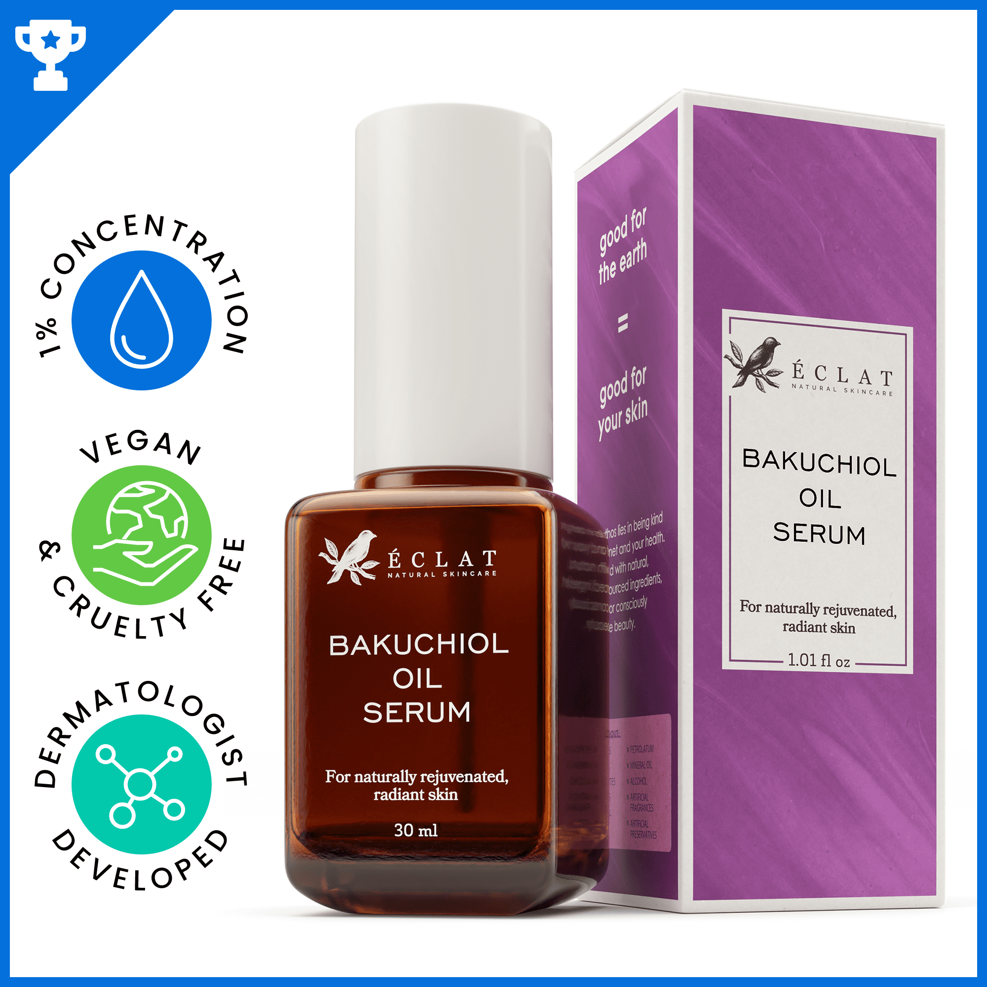 𝗪𝗶𝗻𝗻𝗲𝗿 𝟮𝟬𝟮𝟯* Bakuchiol Oil Face Serum, AntiAging Facial Treatment, 1.