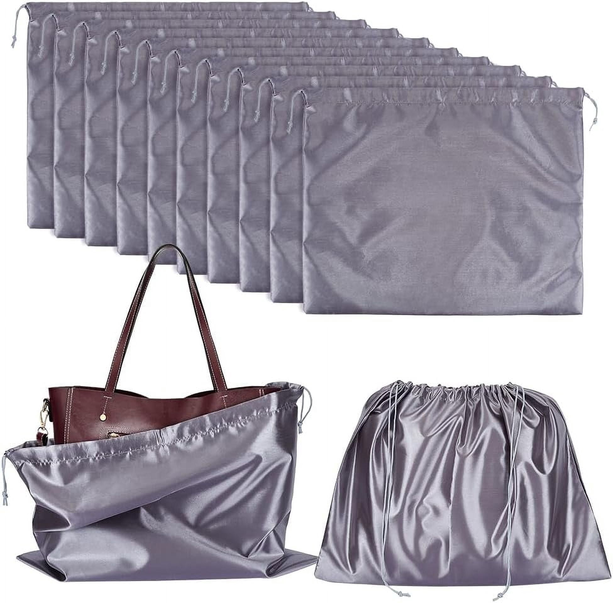 12 Pcs Dust Bags for Handbags Imitation Silk Storage Bags Portable Drawstring Pouch Cloth Travel Bags for Handbags Purses Shoes Boots Black 15.6×19.7 Inch(39.7x50cm)
