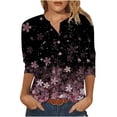 thumbnail image 1 of Camisas Para Mujer Moda Casual Manga 3/4 Botón Camiseta Cuello Estampado Top Blusa Odeerbi ODB125875, 1 of 5