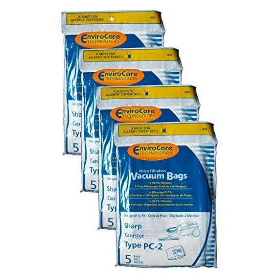 20 Sharp Type PC-2 Canister Vacuum Cleaner Bags EC-10PC2