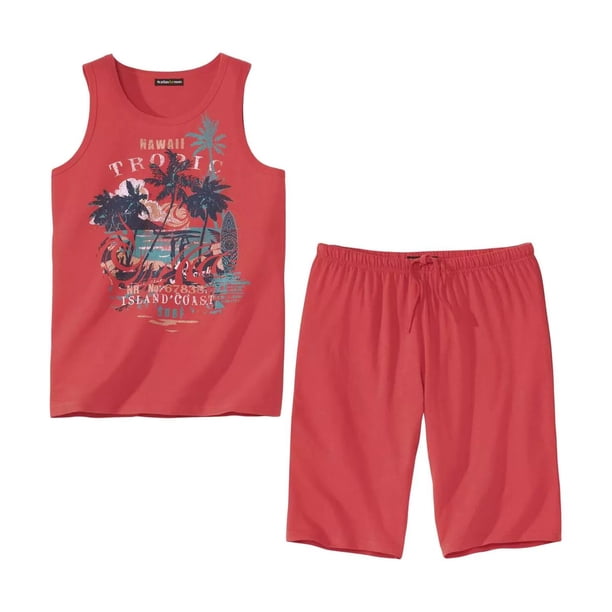 Atlas For Men - Set de Pijama Corto Tropical para Hombre (Terracota)