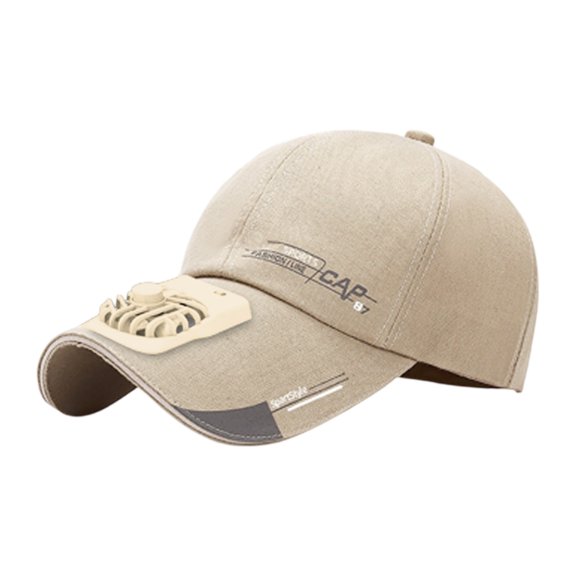 MKKAS High Power Solar Baseball Cap with Fan for Men Women 2 Fans Cooling Hat USB Rechargeable Sun Hat for Outdoor Work Sports Summer Sunshade Cap, Beige