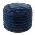 thumbnail image 3 of Jaxx Paran Pouf Ottoman, Small, Faux Fur, Modern Accent, Midnight Blue, 3 of 6