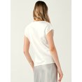 thumbnail image 3 of DARING DIVA Women's Satin Cowl Neck Short Sleeve Casual Blouses S White, 3 of 6