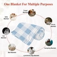 thumbnail image 6 of Blue Checkered Throw Blanket, Flannel Fleece Blanket with Striped Design for Couch, Blue White Buffalo Plaid Soft Breathable All Season Plush Blankets for Sofa Office Bed 50"x60", 6 of 9