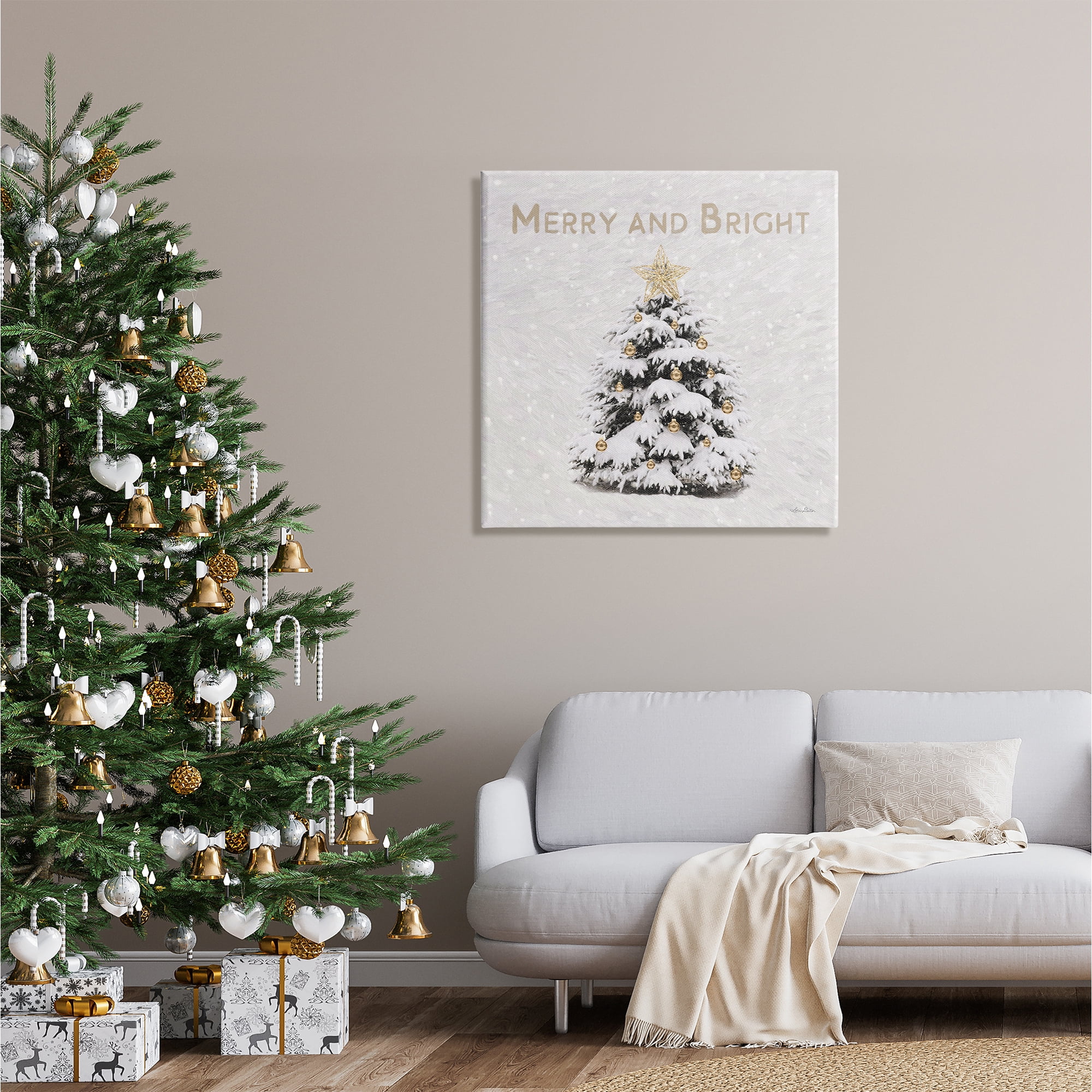Stupell Industries Merry & Bright Scene Holiday Painting Gallery Wrapped Canvas Print Wall Art, 30 x 30