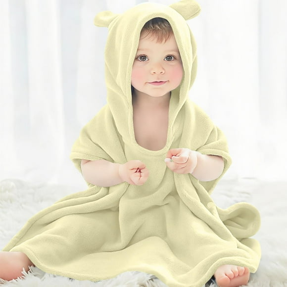 TIMIFIS Serviette de Bain pour Bébé avec Capuchon, Douce et Absorbante, Peignoir de Douche à Boutons pour Tout-Petits, Couverture pour Nouveau-Né, Cadeaux de Douche, Serviette de Plage Peignoir pour Enfants, pour 1-8 Ans
