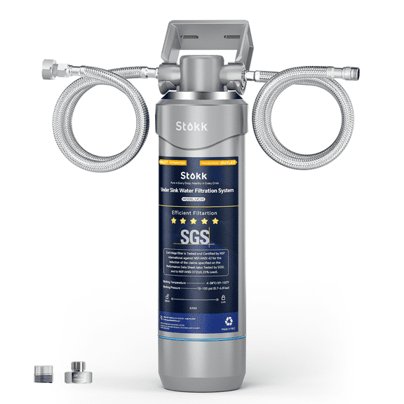 Stokk UC50 Under Sink Water Filter, Reduces Lead, Chlorine, Bad Taste & Odor, 26000 Gallons Under Counter Water Filter Systems Direct Connect to Kitchen Faucet, NSF/ANSI 372& 42& 53