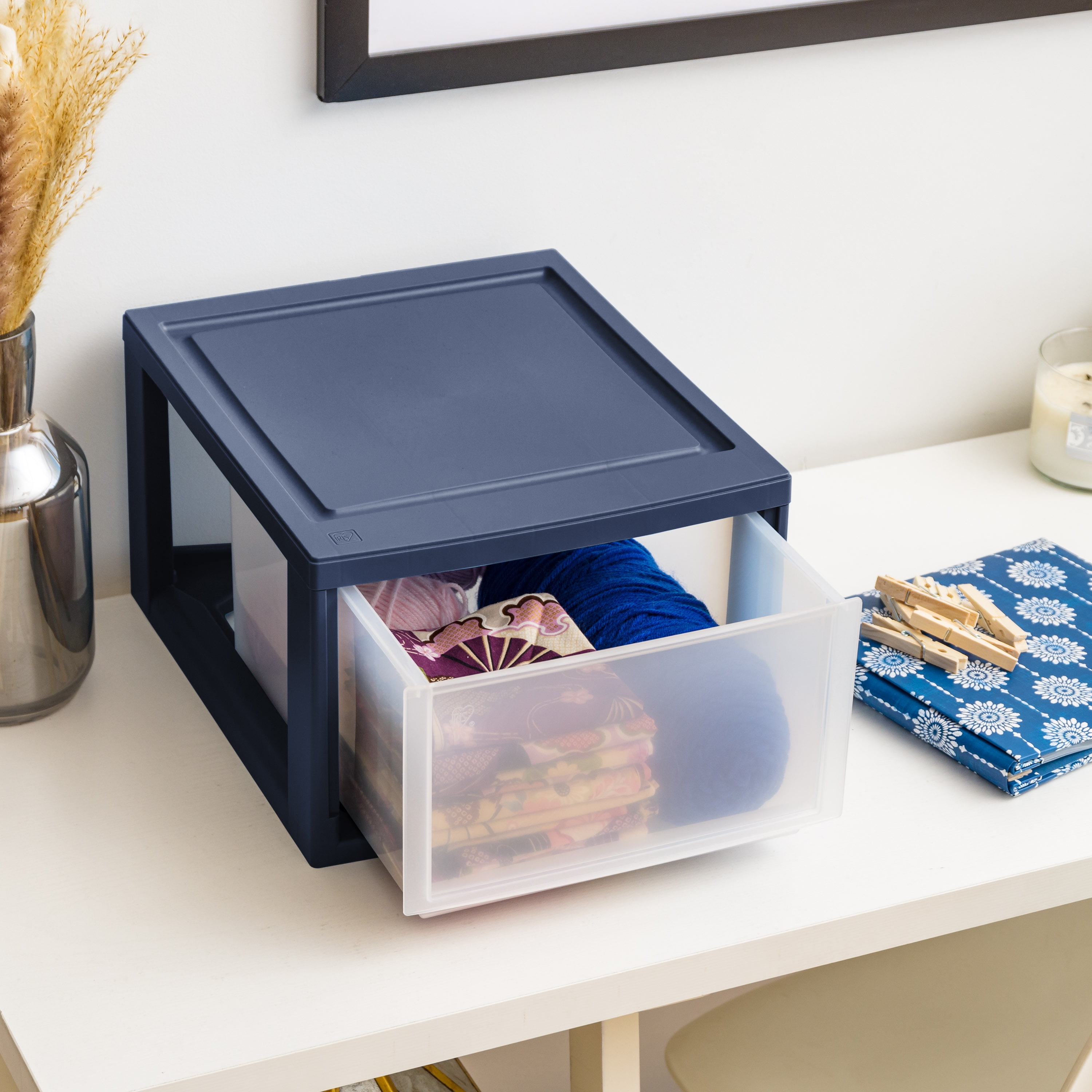 IRIS Gray Stackable Plastic Storage Drawer 5.38-in H x 8.5-in W x