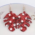 thumbnail image 5 of Christmas Gifts Glitter Star Pu Leather Teardrop Leaf Drop Earrings Boho Jewelry, 5 of 6